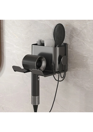 Xuweiwei Gri 1 Adet Delme Gerektirmeyen Duvara Monte Saç Kurutma Makinesi Askısı Banyo Organizatörü Gri.