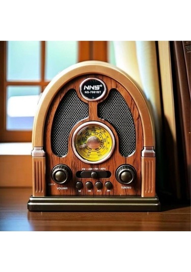 Ns-7061 Retro Ahşap Tasarım Bluetooth Hoparlörlü Radyo Fm/am Destekli, Şarjlı Ve Taşınabiliri Rady-436