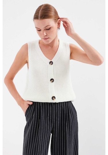 Gabria Kadın Triko Yelek Ekru