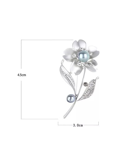 Bijoubijou Broş Çiçek 244261453 Gri