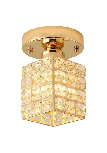 İskandinav Tarzı Plafonyer Modern Minimalist Sundurma Kristal Avize Altın