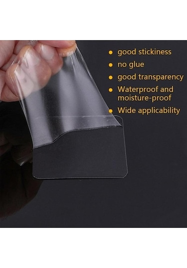 Pazly Şeffaf Çift Taraflı Bant Nano Sihirbaz Bant 100 Adet Isıya Dayanıklı Su Geçirmez Yapıştırıcı