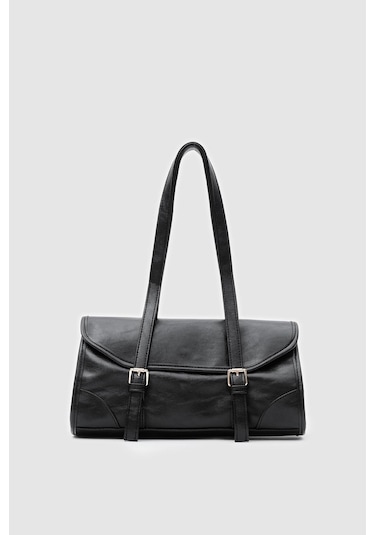 Calvino Vintage Baget Çanta Siyah Siyah