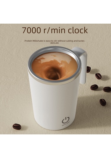 Reedark Stainless Steel Otomatik Manyetik Karıştırıcı Bardak, 380ml Taşınabilir Kahve Fincanı, Temizliği Kolay Portatif Mug Beyaz Beyaz
