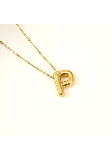 Relaxed Parlak Mektup Kolye Tombul Avrupa Ve Amerikan Modası Basit Köprücük Kemiği Zinciri-p Altın