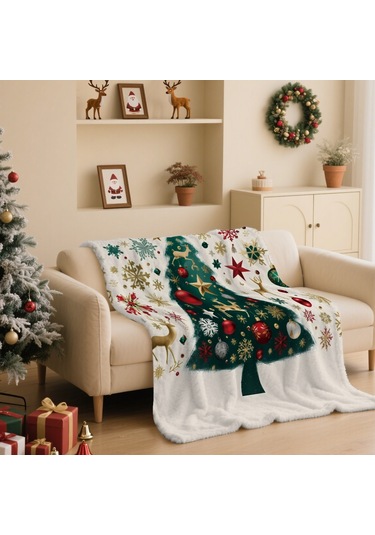 Noel Fral Küçük Battaniye Festival Atmosferi Pratik Kullanım-mt-flr-111 150 130 Yeşil