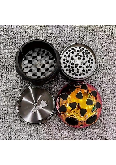 Elmpaly 2.8" 70mm Bıçaklı Pumpkin Değirmen - 4 Katlı Manuel Skull Tasarım Çinko Alaşım