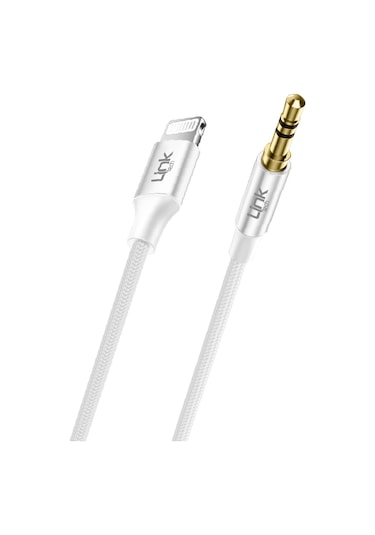 Linktech A587 Apple iPhone UyumluLightning - 3.5mm AUX Kablo 1mt Beyaz
