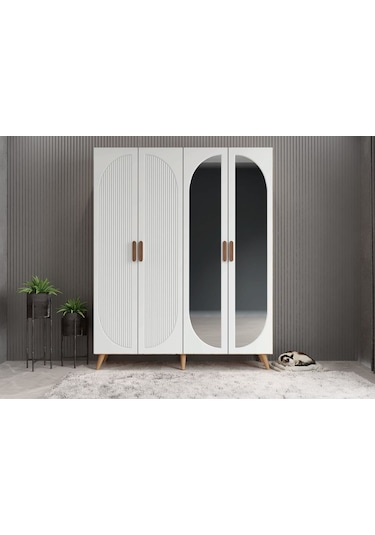 Koza Membran 4 Kapaklı Portmanto Montaj Dahil Çam Beyaz 140 Cm