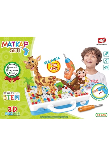 Birlik Oyuncak Eğitici Matkaplı Creative Puzzle 340 Parça 3D Stem