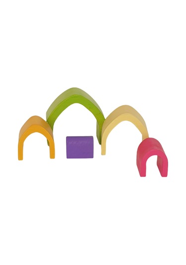 Waldorf Pastel Renkler 5'li Ev Ahşap Oyuncak