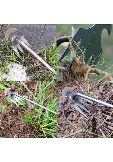 Konesam Bahçe İşleri İçin Çok Fonksiyonlu 4 Dişli Paslanmaz Çelik Çapa Aleti - 50cm