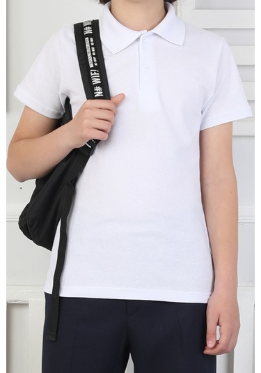 2'li T-shirt Kız Çocuk %100 Pamuk Okul Tarz 5-13 Yaş 12278 Beyaz