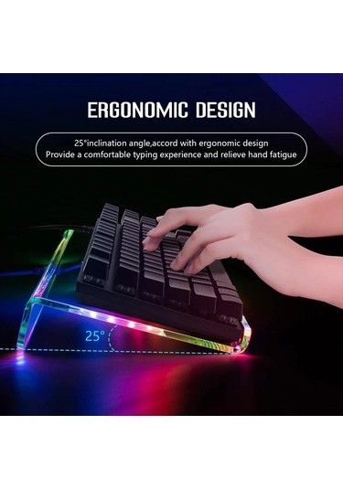Xindoker Ergonomik 25 Derece Eğimli Akrilik Klavye Standı - Bilek Yorgunluğunu Azaltır, Kaymaz Tabanlı