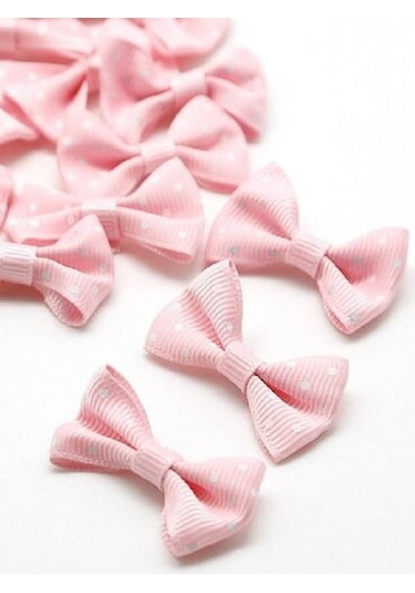 Pembe Beyaz Puantiyeli Fiyonk Süsleme Malzemesi 3 cm (50 Adet)