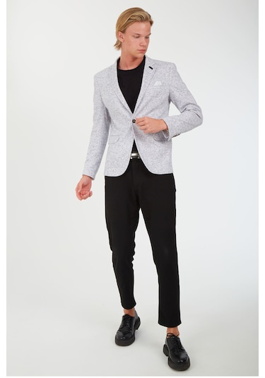 Sposo 5106 Dar Kalıp Yarım Astarlı Ekru Erkek Blazer Ceket Ekru