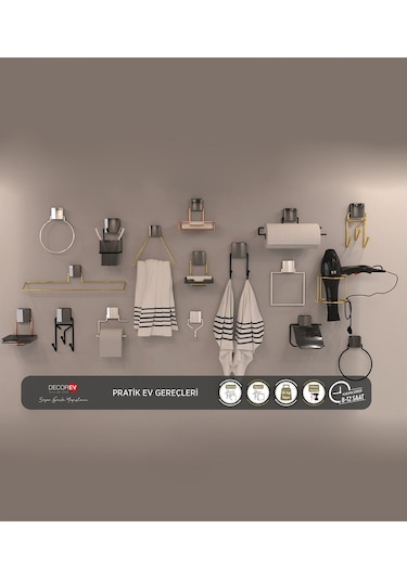 Decorev Dekoratif Dc-4776 Krom Rulo Havlu Askı Modern Banyo Akses