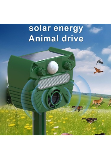 Geeroyoo Güneş Enerjili Ultrasonik Hayvan Kovucu - Dış Mekan Su Geçirmez Böcek Ve Kemirgen Savar, 52ft Algılama Mesafesi