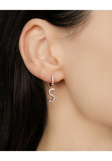 Lekka Design Kadın Kararmaz Çelik Lüks Küçük S Harf Küpe Altın