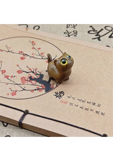 Büyüleyici Ahşap Yavru Kedi Heykelciği - El Yapımı Kedi Dekoru Siyah