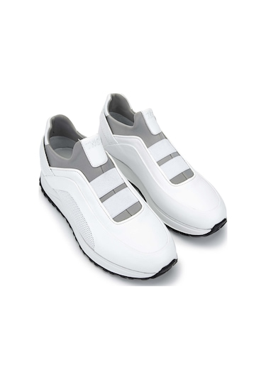Tamer Tanca Erkek Hakiki Deri Beyaz Casual Ayakkabı 383 6094 Erk Ayk Y24 Beyaz Slvr Beyaz