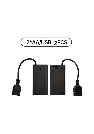 Tongdashop 2 Adet Taşınabilir Mini Aa Pil Kutusu Anahtarlı Led Şerit Usb Güç