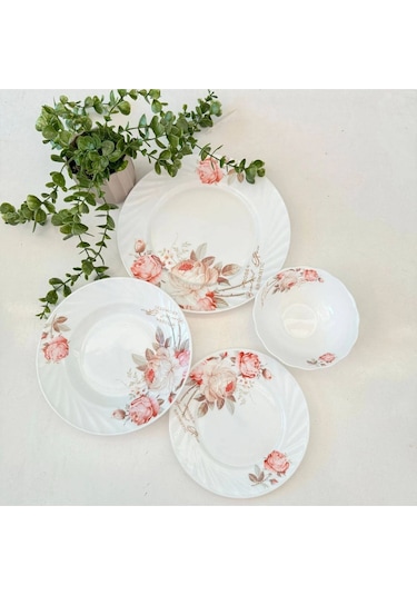 24 Parça Opal Yemek Takımı 6 Kişilik Beyaz