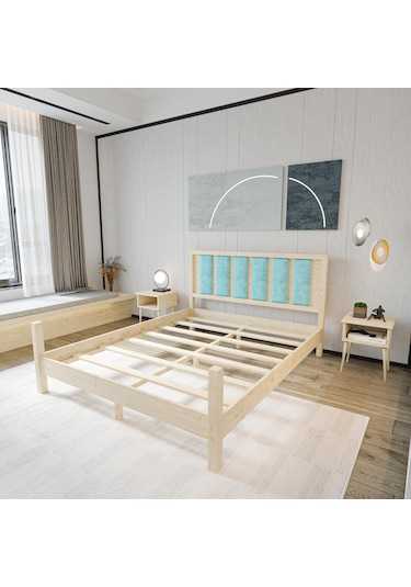 Orion Model Cam Göbeği Puflu Başlıklı Vernikli Çam Ahşap Karyola-78 120 x 200