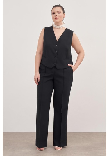 Düz Kesim Klasik Pantolon-1773-siyah Siyah