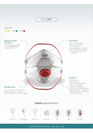 Ege 701 Ffp3 Nr N99 Ventilli Maske 30'Lu