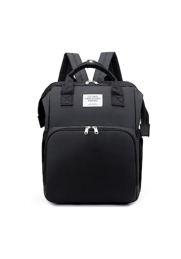 Usb Portlu Bebek Bakım Çantası Yataklı Fonksiyonel Sıvı Geçirmez Puset Askılı Anne Çantası Bebek Çantası Yataklı Bebek Bakım Çantası Siyah