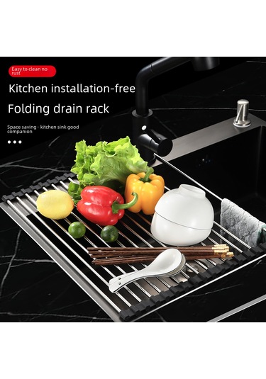 Suofeng 304 Paslanmaz Çelik Katlanabilir Bulaşık Rakası - Sulama Sistemiyle Tabak, Besteçane Depolama Rafı - Gri 47x30cm 15 Boru Gri