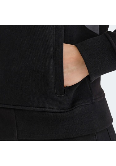 Slazenger VICTORY Kadın Fermuarlı Dik Yaka Cepli Siyah Sweatshirt