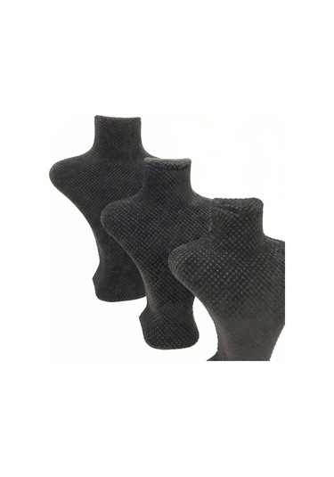 Yerli Üretim Keten Kumaş Siyah Renk Üç Boy Takı Mankeni Çok Renkli