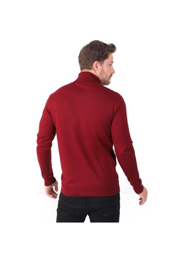 Ferraro Bordo Balıkçı Yaka Pamuk Kazak Bordo