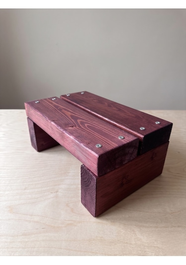 Nest Woodtr Doğal Ahşap Tek Katlı Basamak Tabure Yükseltici 30x25x15cm 1adet Koyu Maun