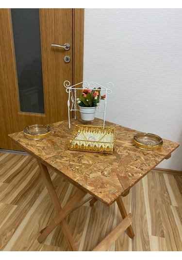 Apak Ahşap Osb Yüzeyli Katlanır Masa 60 CM 50 CM Bambu