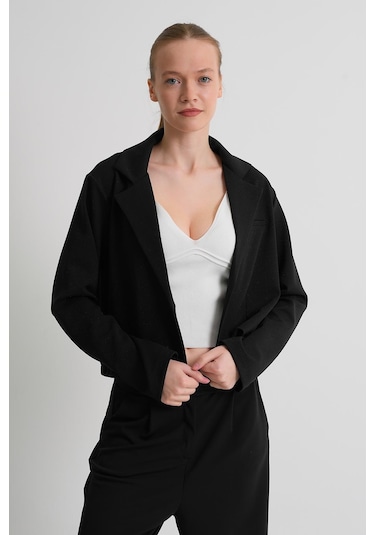 Alexandergardı Astarsız Crop Blazer Ceket Siyah