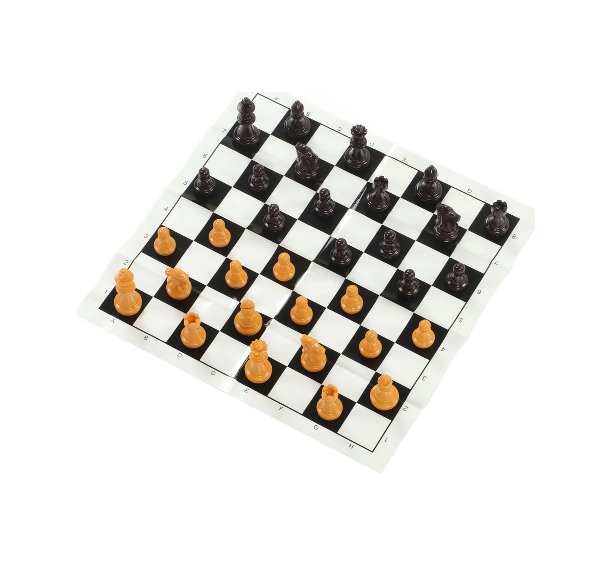 Vkemall Taşınabilir Plastik Satranç Seti - 25cm Folyo Tahta Ve Kumaş Çanta İle, Aile, Seyahat, Kamp İçin Zeka Egzersizi Oyunları