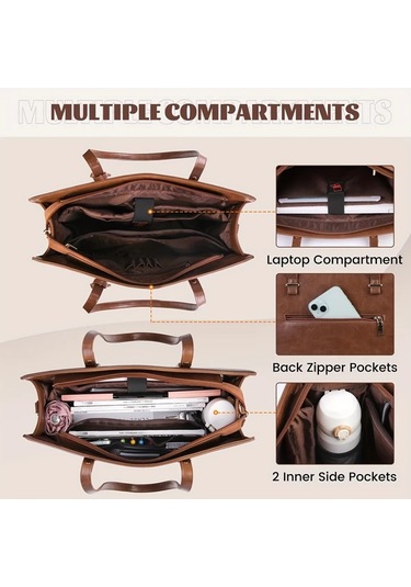 Xuweiwei Nubıly Kadın 15.6 Inç Vintage Siyah Faux Leather Profesyonel Laptop Çantası İş Ofis Sırt Çantası Açık Mavi