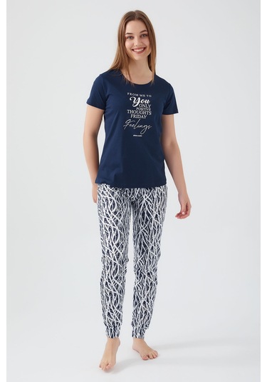 Pierre Cardin 8611 Kadın Kısa Kol Pijama Takım Lacivert