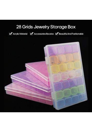 Hfambition 28 Bölmeli Pembe Akrilik Manikür Gereç Kutusu - Taşınabilir Şeffaf Kapaklı Mini Depolama Kutusu Diğer