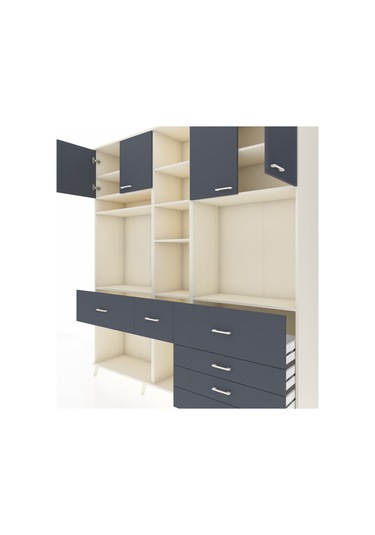 Hyperion Dolap 11 Raflı 6 Çekmeceli 4 Kapaklı 220x44x243 Aytaşı-antrasit/antrasit Antrasıt/antrasıt