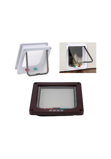 Geeksen Küçük Boy Beyaz Evcil Hayvan Kapısı - Kedi Köpek Giriş Çıkış Kontrolü, Sessiz Ve Güvenli Abs Plastik Tasarım