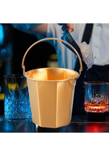 Homyl Şampanya Restoran Barı Için Buz Kovası Hafif İçecek Altın 1.1l