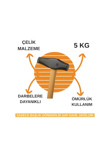 5kg Çelik Uçlu Balyoz Yassı Yassı Profesyonel Balyoz Başlığı