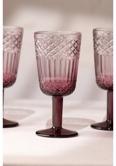 Rakle Vega 4'lü Su Kadehi Seti Bordo 280 Cc Renkli