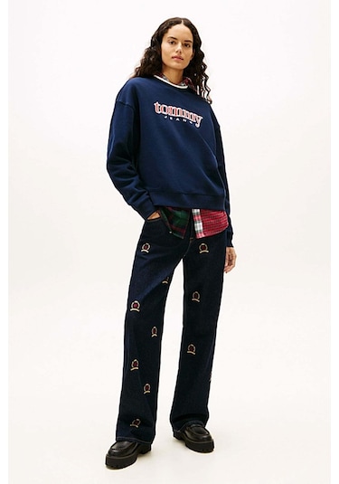 Tommy Jeans Kadın Sweatshirt-dw0dw22565-12528 Mavi