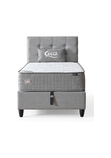 Mimoza Tek Kişilik Antibakteriyel Ortopedik Paket Yaylı Yatak Gri