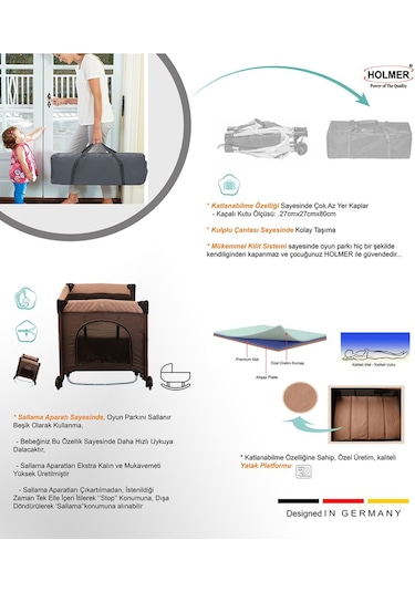 Holmer Maxi Comfort Coolstyle Anne Yanı Deluxe Kumaş Premium Dönenceli Oyun Parkı Bej